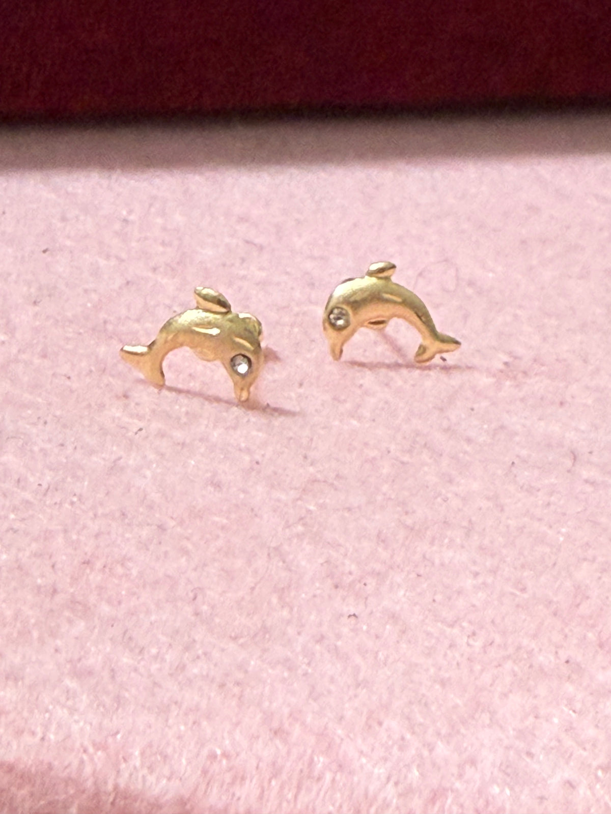 10K Yellow Gold Dolphin CZ Stud Earrings – Baby & Adult Screw Backs