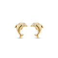 10K Yellow Gold Dolphin CZ Stud Earrings – Baby & Adult Screw Backs