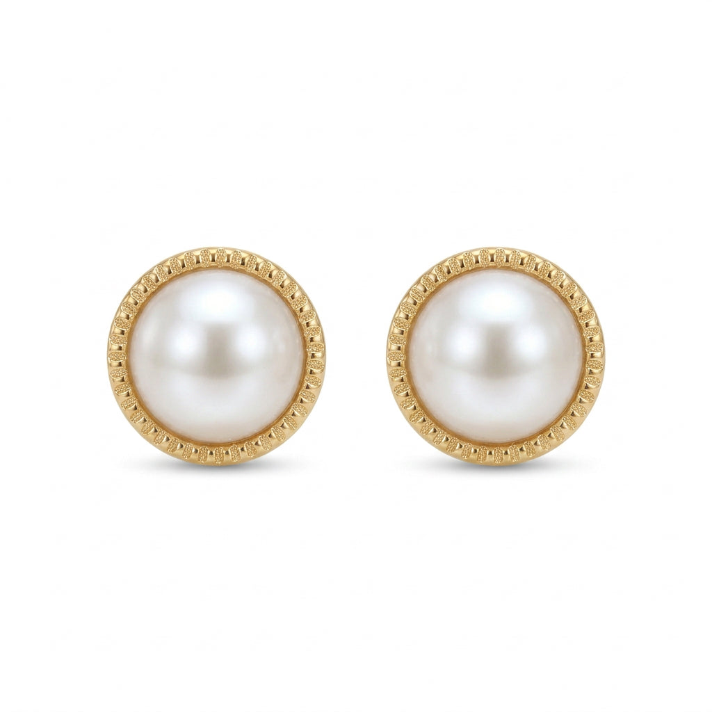 14K Yellow Gold Round CZ Bezel Stud Earrings – Baby & Adult Screw Backs