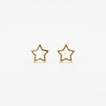 18K Yellow Gold Open Star Stud Earrings