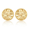 10K Yellow Gold Small Textured Round Stud Earrings – Push Back