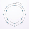 925 Sterling Silver Blue CZ Marquise Station Wrap-Around Necklace – 40"