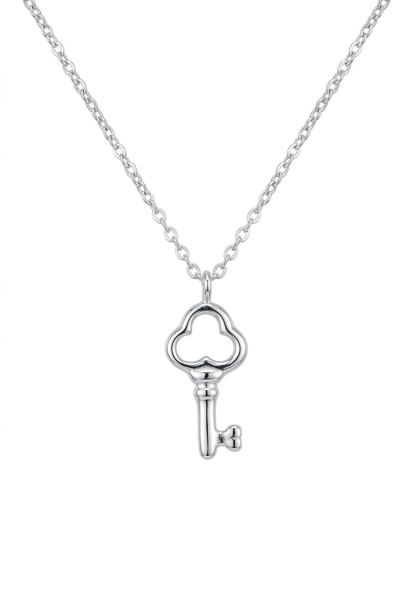 925 Sterling Silver Vintage Heart Key Pendant Necklace – 18"