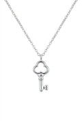 925 Sterling Silver Vintage Heart Key Pendant Necklace – 18"