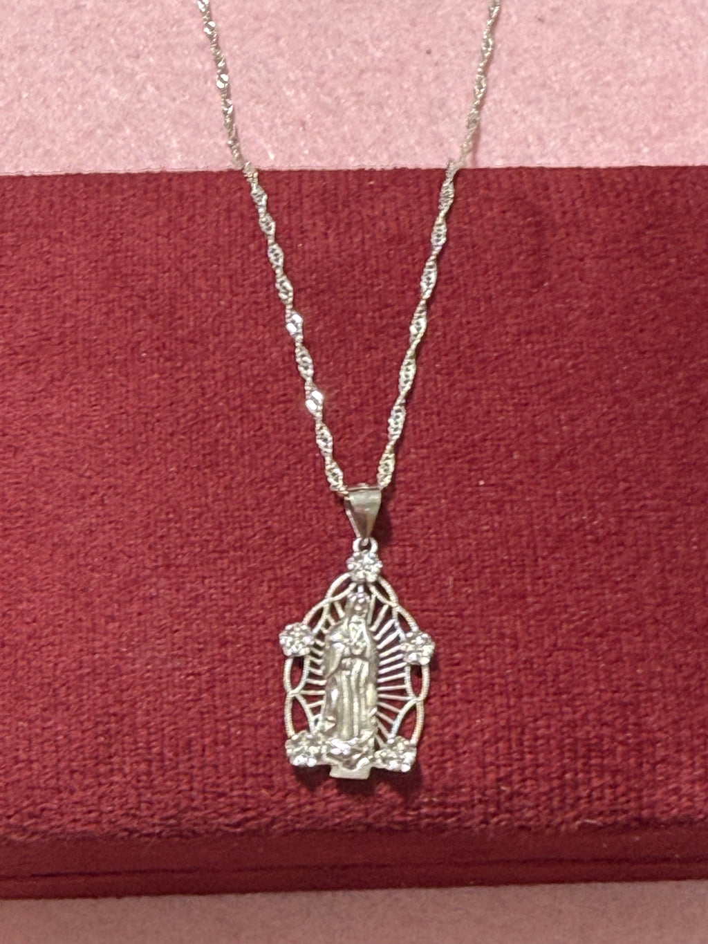 925 Sterling Silver Our Lady of Guadalupe Pendant Necklace – 22"