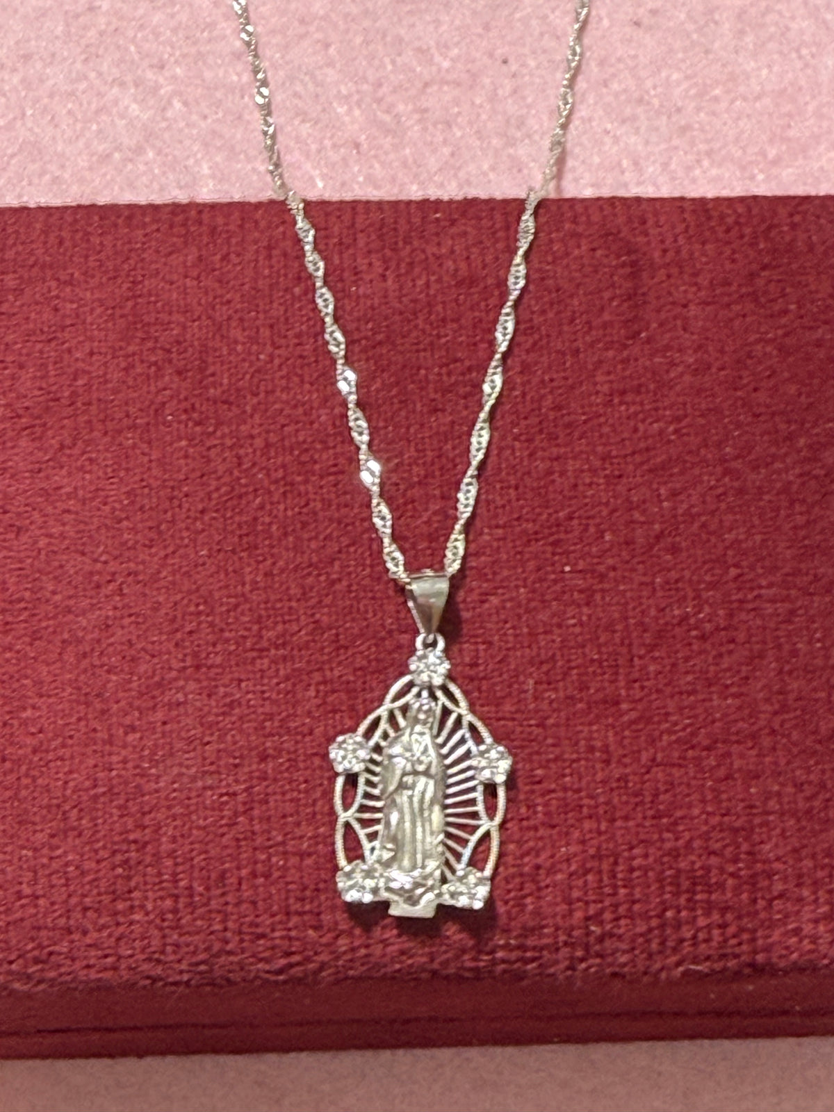 925 Sterling Silver Our Lady of Guadalupe Pendant Necklace – 22"