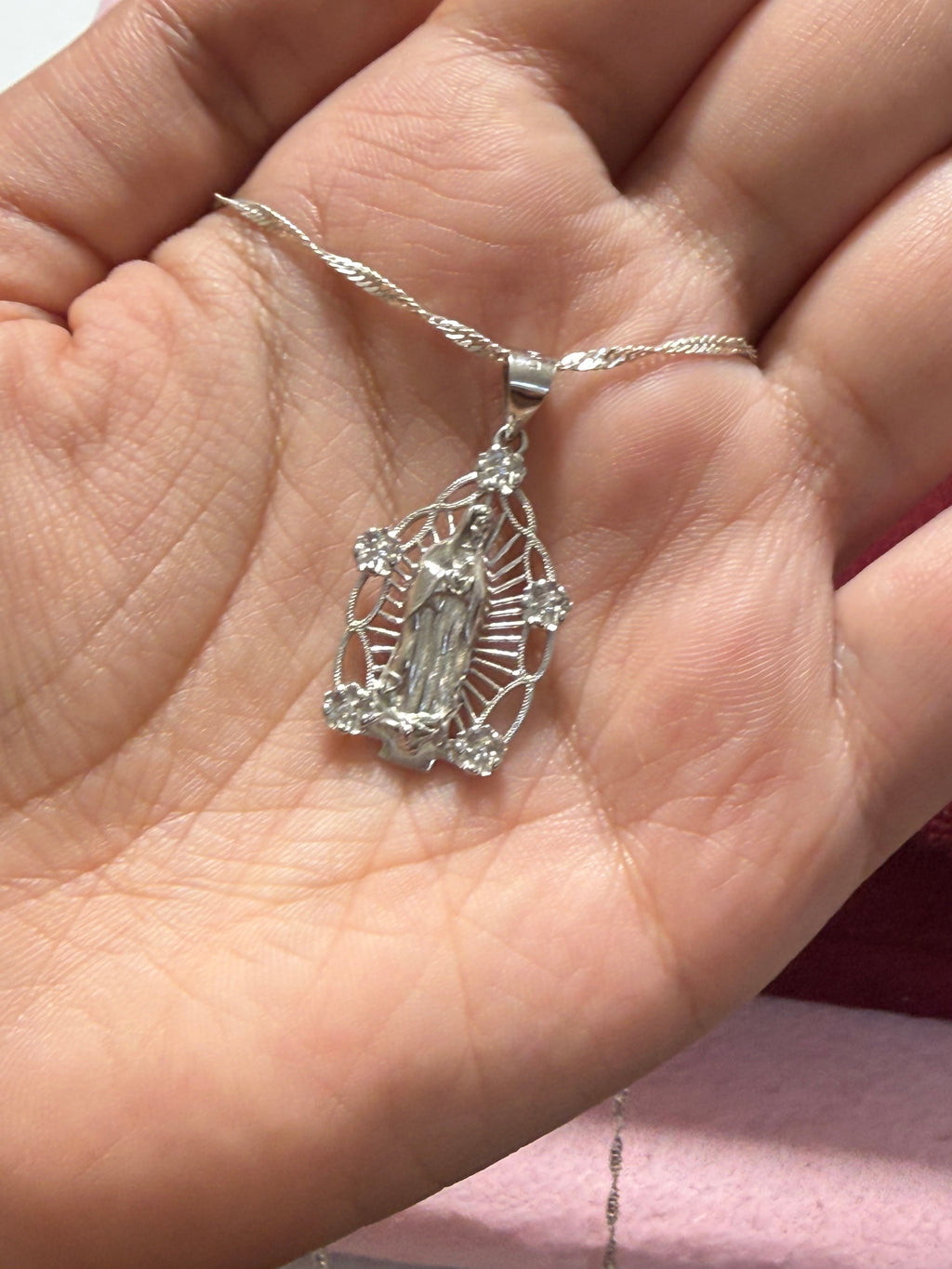 925 Sterling Silver Our Lady of Guadalupe Pendant Necklace – 22"