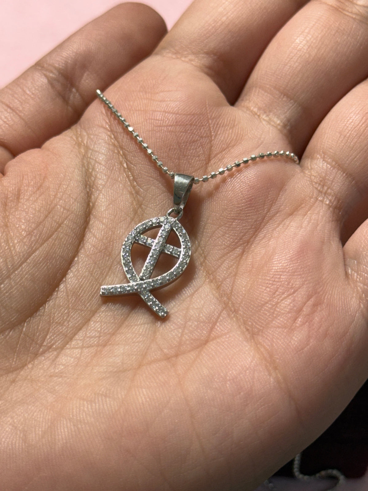 925 Sterling Silver Ichthys Fish & Cross CZ Necklace – 18"