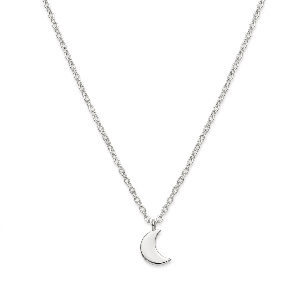 925 Sterling Silver Crescent Moon Pendant Necklace – 18"