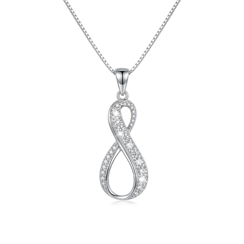 925 Sterling Silver Sparkling Infinity Symbol Necklace – 18"