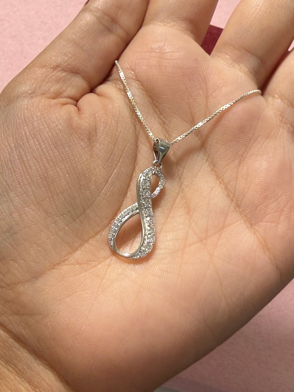 925 Sterling Silver Sparkling Infinity Symbol Necklace – 18"