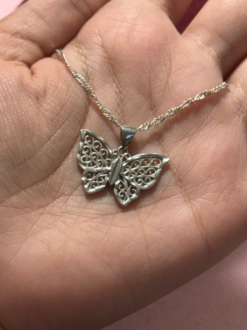 925 Sterling Silver Filigree Butterfly Pendant Necklace – 20"