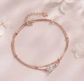 925 Sterling Silver Floral Double-Layer Bracelet – Silver & Rose Gold Plated Options – 7" Adjustable