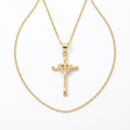 925 Sterling Silver Gold-Plated Heart Cross Necklace - 18"