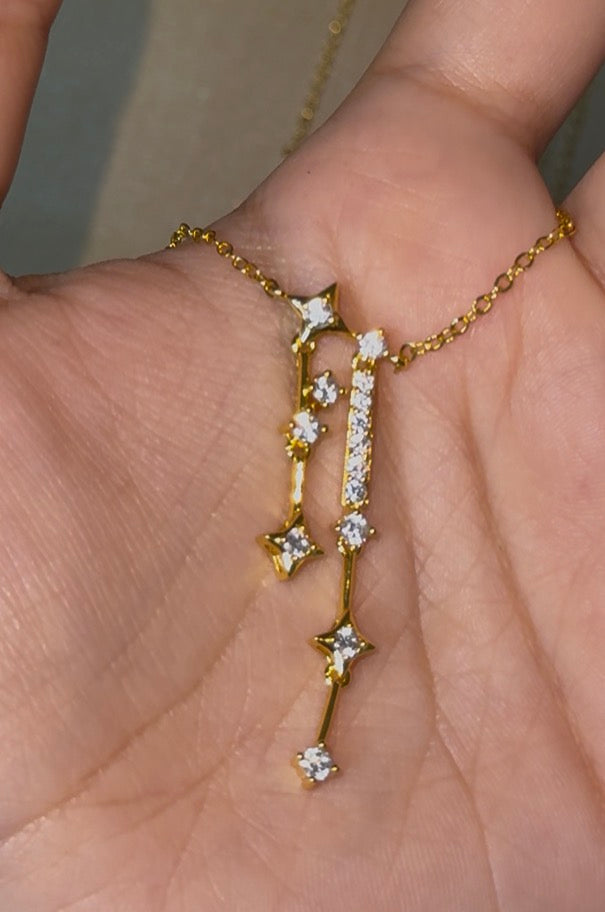 925 Sterling Silver Gold-Plated Celestial Drop Necklace - 18"