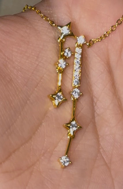 925 Sterling Silver Gold-Plated Celestial Drop Necklace - 18"