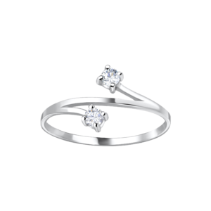 Silver Two Stone Silver Ring - 7