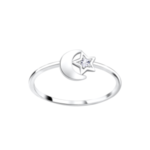 Silver Star Moon Crystal Ring - 7