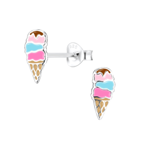 Silver Ice Cream Stud Earrings