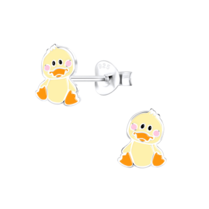 Silver Duck Stud Earrings