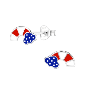 Silver USA Rainbow Stud Earrings
