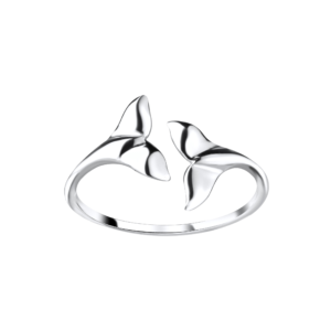 Silver Whale Tail Open Ring - 9