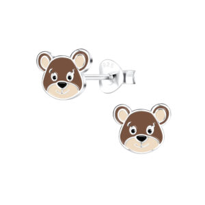 Silver Bear Stud Earrings