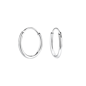 12mm Silver Thin Hoop Earrings