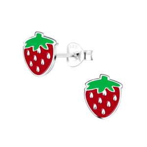Silver Strawberry Stud Earrings