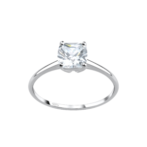 6mm Cushion Cubic Zirconia Silver Ring - 7