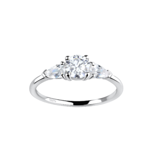 Silver Three Stone Ring - 8