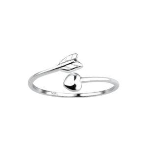 Silver Heart Arrow Ring - 7