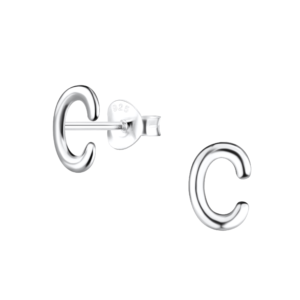 Silver Letter C Stud Earrings