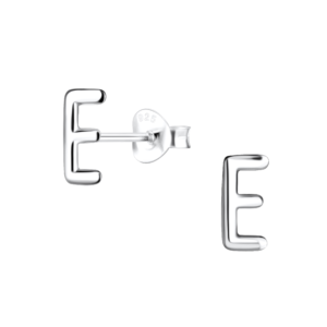 Silver Letter E Stud Earrings