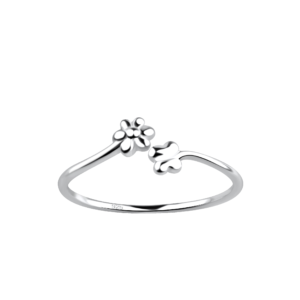 Silver Opened Flower Ring - 8
