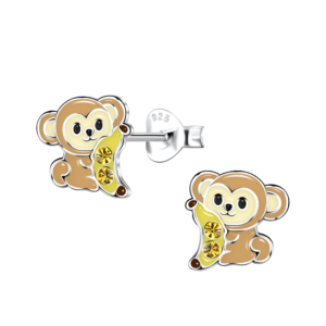 Silver Monkey Stud Earrings