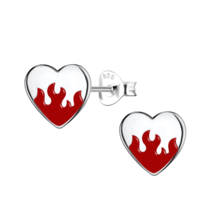 Silver Heart Stud Earrings