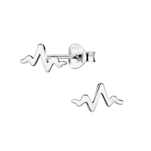 Silver Heartbeat Stud Earrings