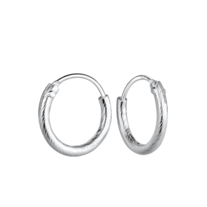 12mm Silver Twisted Hoop Earrings