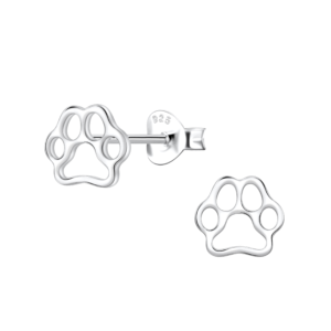 Silver Paw Print Stud Earrings