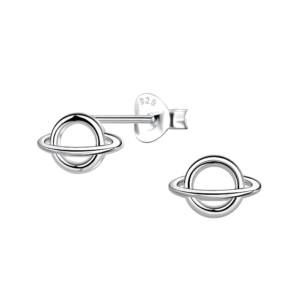 Silver Saturn Stud Earrings