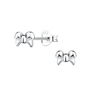 Silver Bow Stud Earrings
