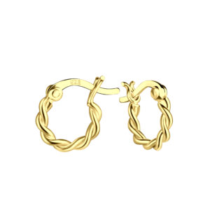 10mm Silver Twisted French Lock Hoop Earrings