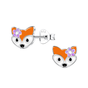 Silver Fox Stud Earrings