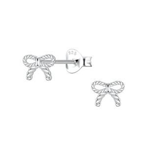 Silver Twisted Bow Stud Earrings
