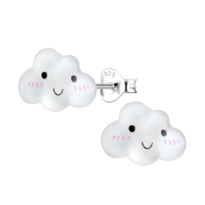 Silver Stud Earrings with Resin Cloud