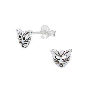 Silver Mask Stud Earrings