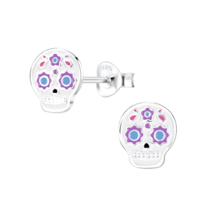 Silver Skull Stud Earrings