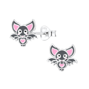 Silver Bat Stud Earrings