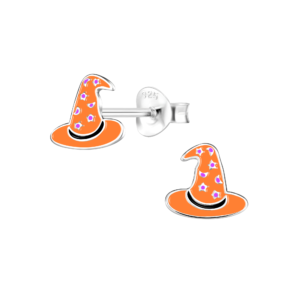 Silver Witch Hat Stud Earrings